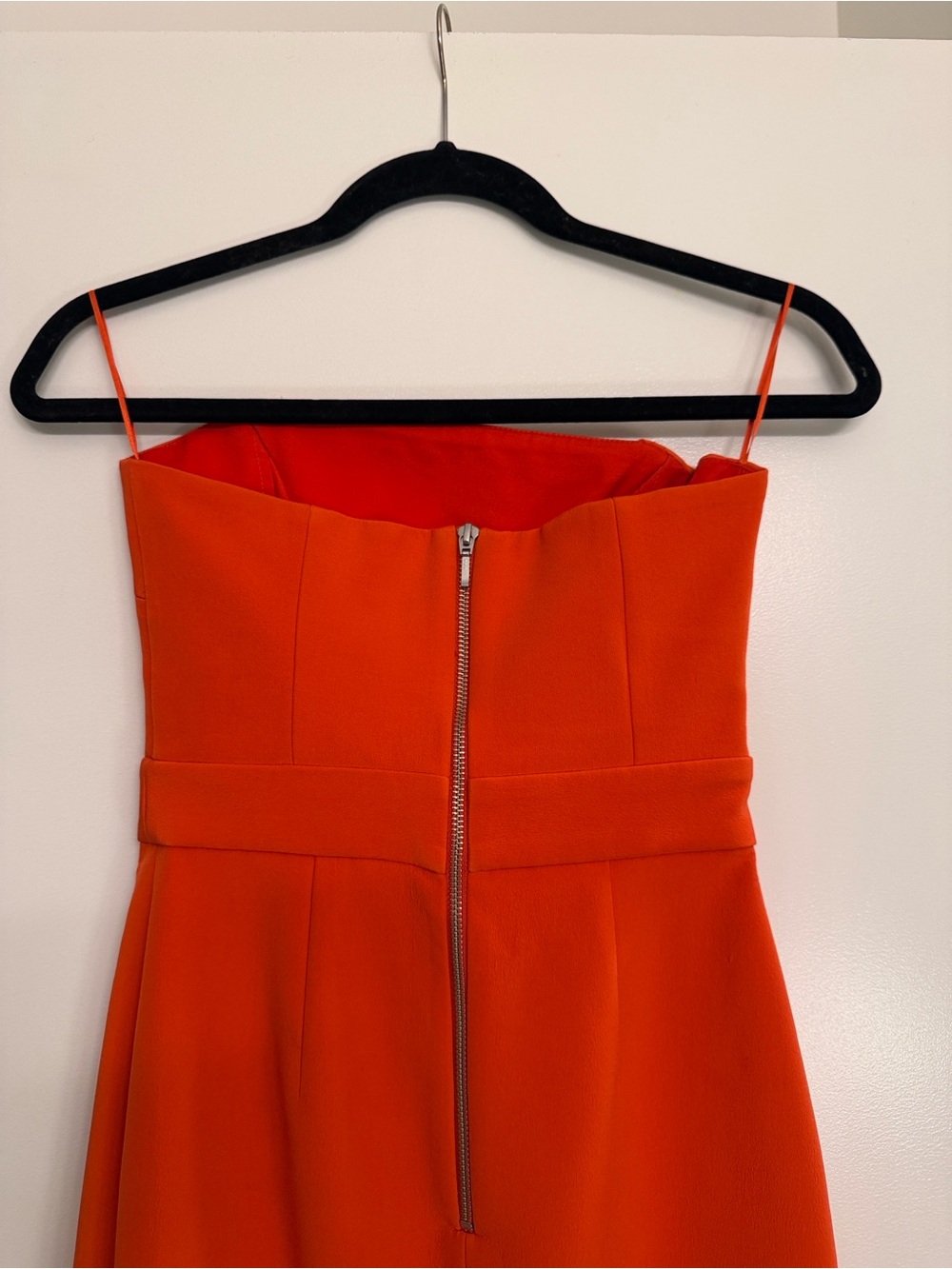 NICHOLAS Orange Coral Red Silk Strapless Cutout Front Slit Cocktail Dress Size 2 - Picture 7 of 15